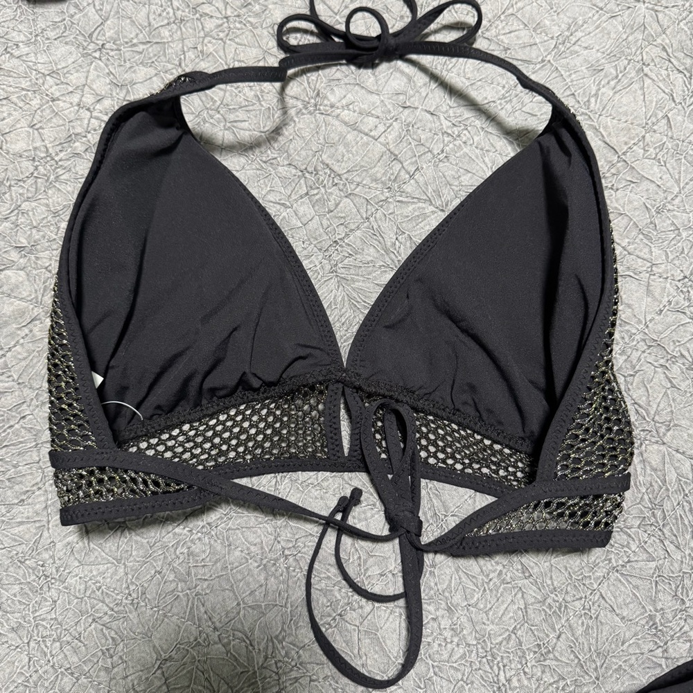 BECCA Black Gold Mesh Bikini Set D Top - Picture 6 of 9